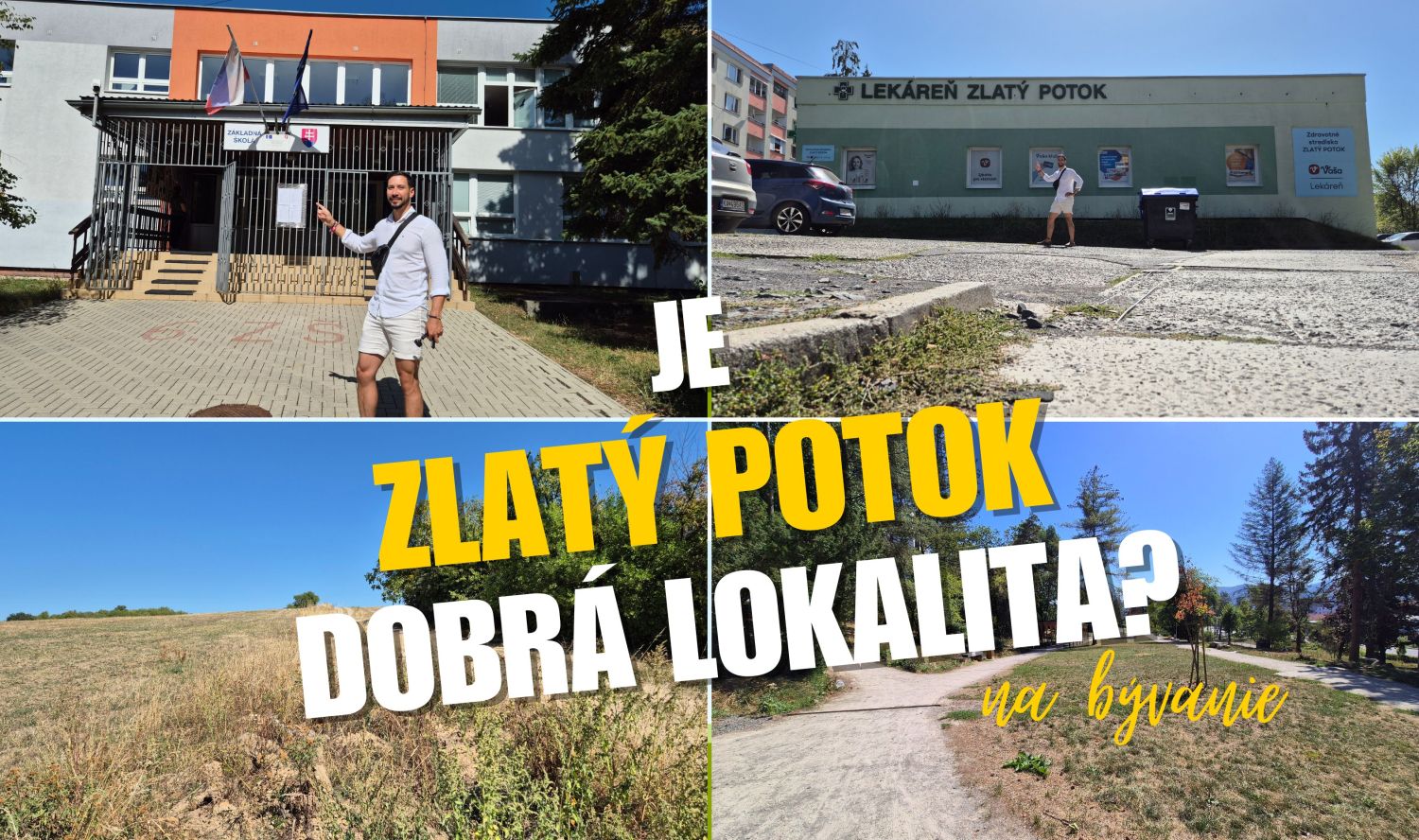 Koláž občianskej vybavenosti a prírody na sídlisku Zlatý Potok vo Zvolene
